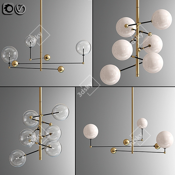 Elegant Glass Globe Mobile Chandeliers 3D model image 1