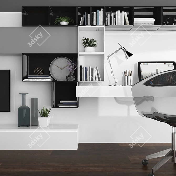 Modern TV Stand & Office Set 3D model image 3