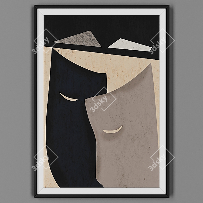 Title: Black Framed Artwork 3D model image 1