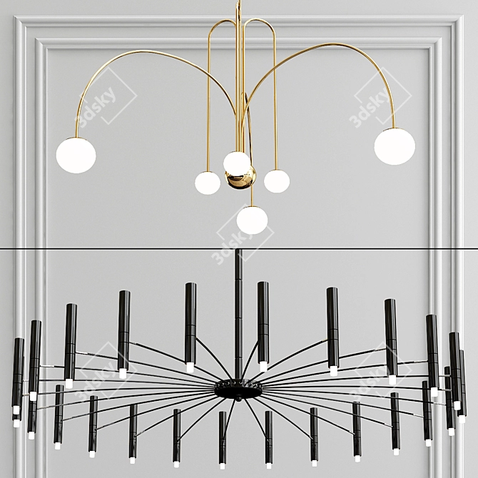 Minimalist LED Chandelier Collection 3D model image 1