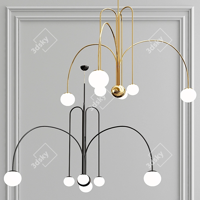 Minimalist LED Chandelier Collection 3D model image 3