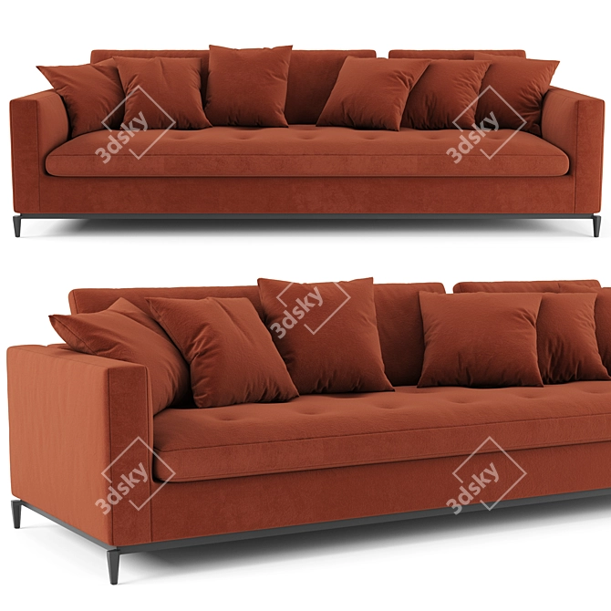 Minimalistic Quilted Sofa by Minotti 3D model image 2
