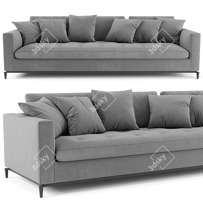 Minimalistic Quilted Sofa by Minotti 3D model image 3