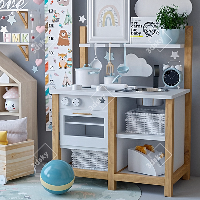 Scandi Nursery Décor Set | Minimalist Baby Room Accessories 3D model image 2