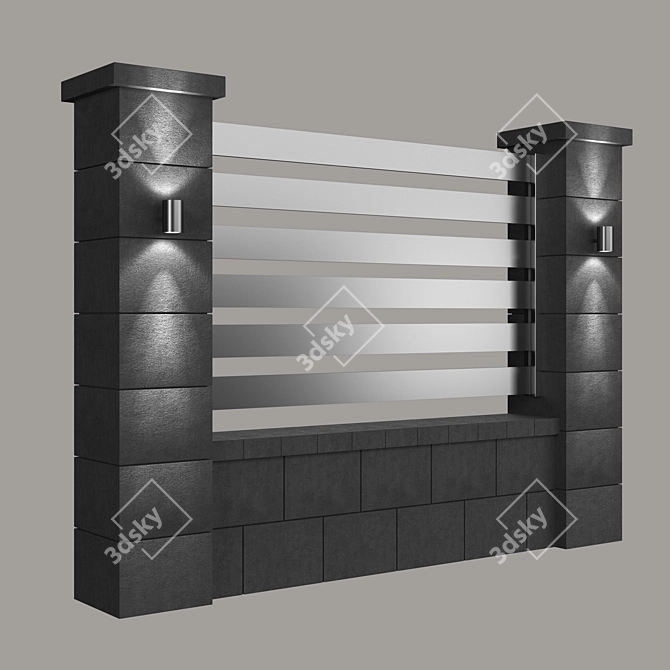 Sleek Black Fence 3D model image 2