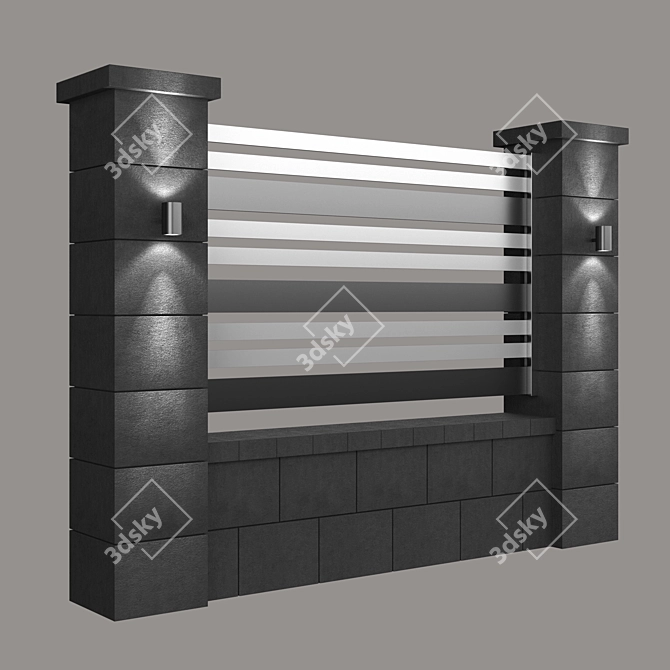 Sleek Black Fence 3D model image 3