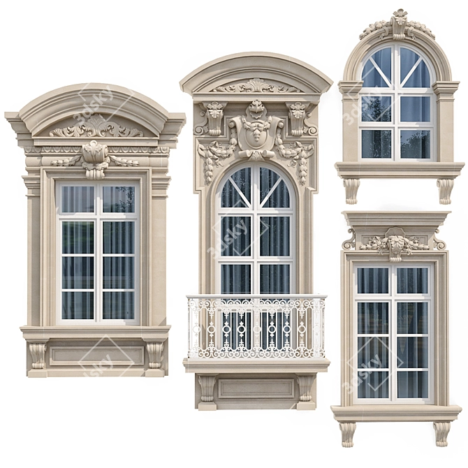 Modern Classic Windows Collection 3D model image 1