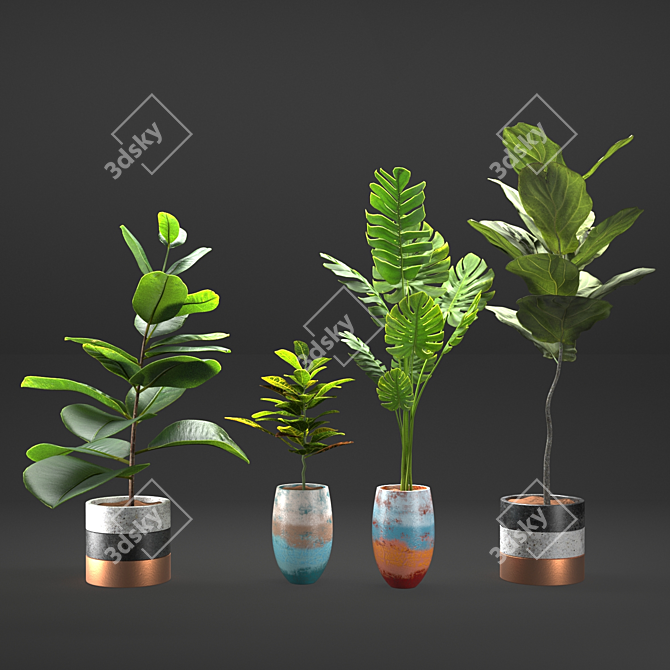 Exotic Plant Collection: Plant & Vase 3D model image 1