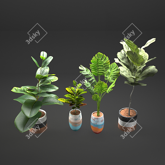 Exotic Plant Collection: Plant & Vase 3D model image 2