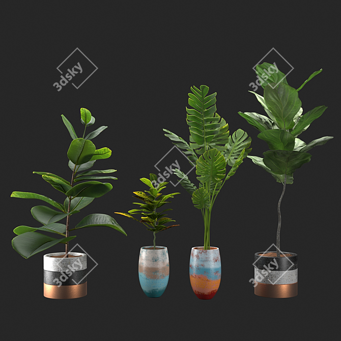 Exotic Plant Collection: Plant & Vase 3D model image 4