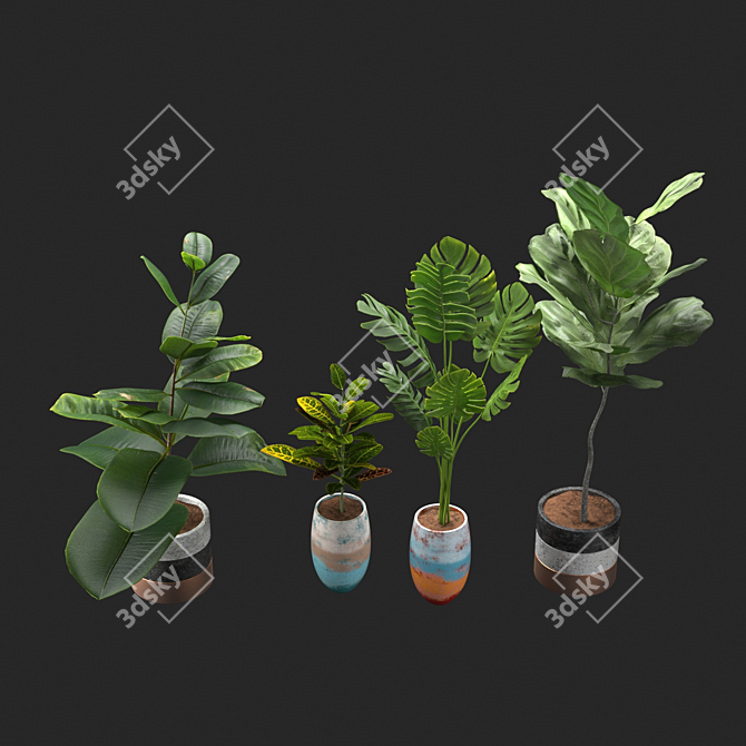 Exotic Plant Collection: Plant & Vase 3D model image 7