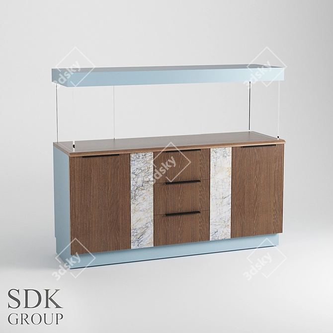 Elegant Stone Top Dresser 3D model image 1