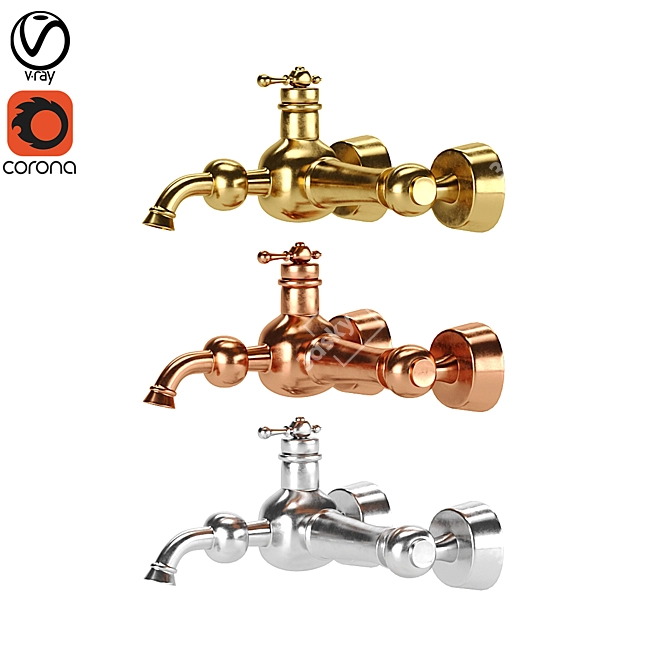 Modern Aqua Model Taps Set 3D model image 3