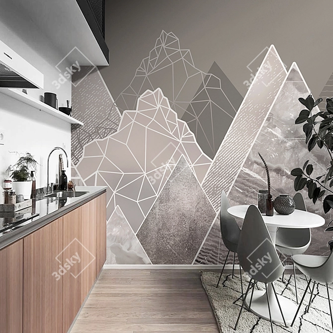 Title: Eco-Mural Triangle Mountains by Creativille 3D model image 5