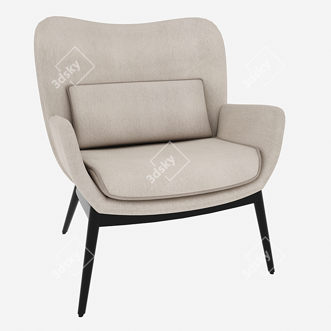 Elegant Cammy Armchair: Fabric, Velvet & Metal 3D model image 2