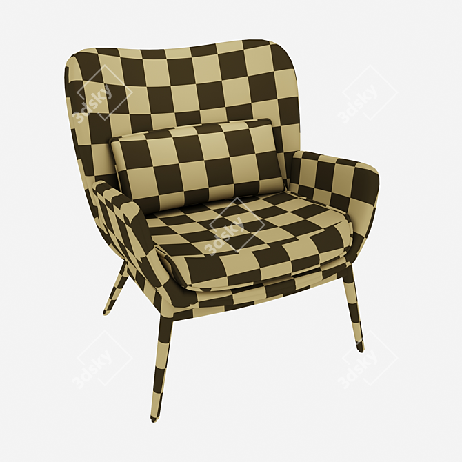 Elegant Cammy Armchair: Fabric, Velvet & Metal 3D model image 5