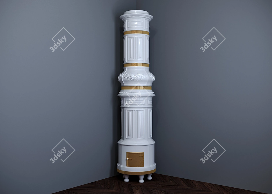 Princess Tiled Round Furnace - Classical Elegance 3D model image 5