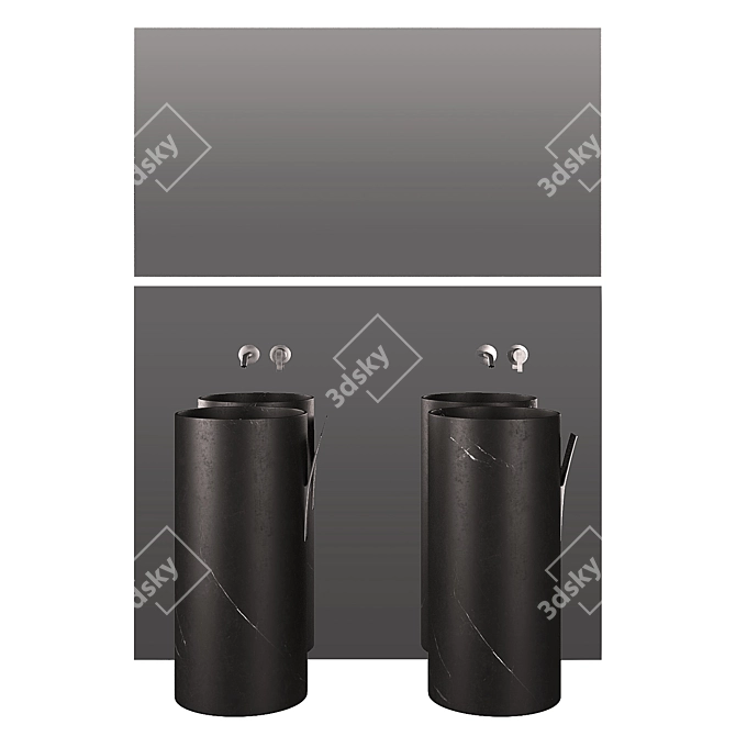 Elegant Black Marble Sink: Inbani Giro 3D model image 1