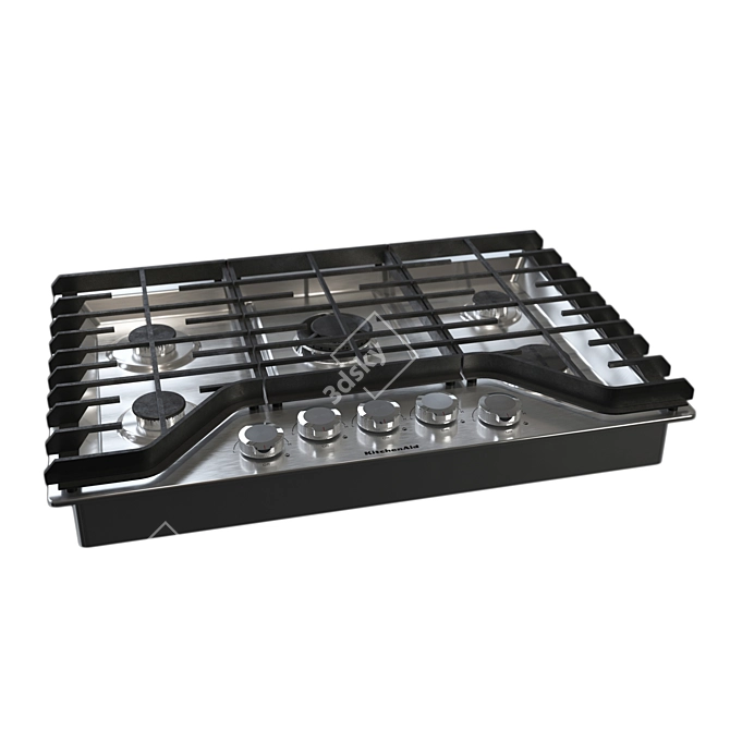 KitchenAid Gas Cooktop: Sleek Stainless Steel Design 3D model image 1