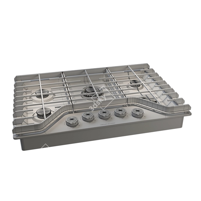 KitchenAid Gas Cooktop: Sleek Stainless Steel Design 3D model image 3