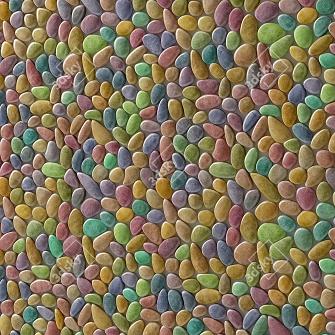 Pebble Smooth Color Panel Tiles 3D model image 2