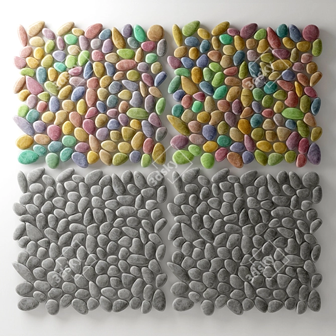 Pebble Smooth Color Panel Tiles 3D model image 3