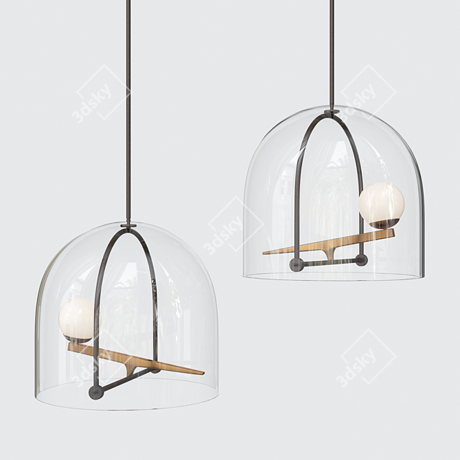 Yanzi Brass LED Suspension Lamp 3D model image 1