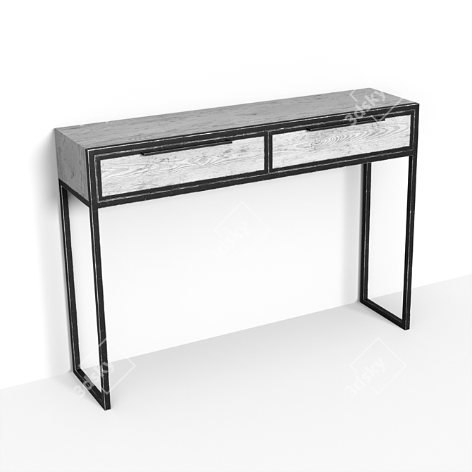 Title: Industrial Console Table Loft 1 3D model image 5