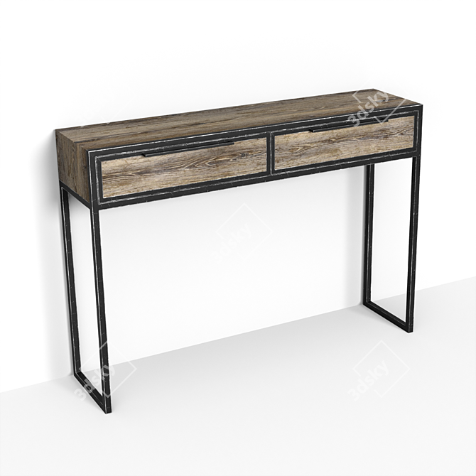 Title: Industrial Console Table Loft 1 3D model image 9