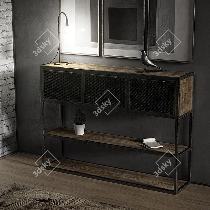 Elegant Loft Console 3D model image 2