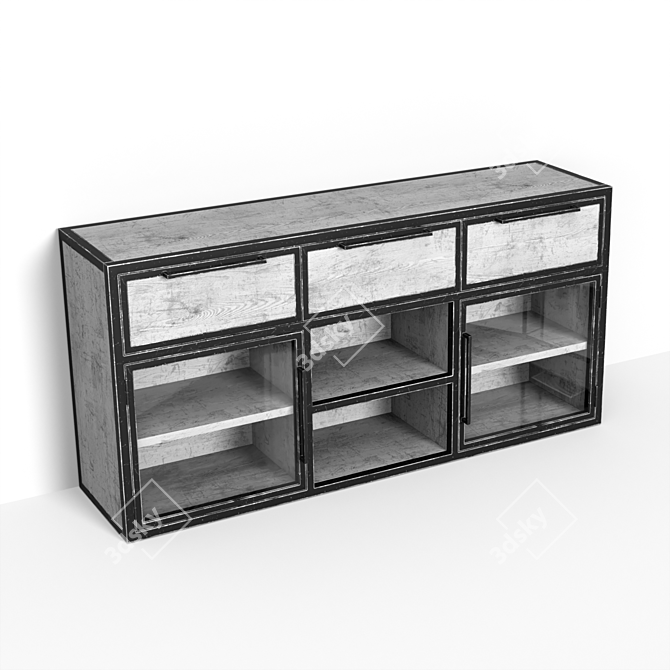 Elegant TV Stand with Metal Grating 3D model image 4