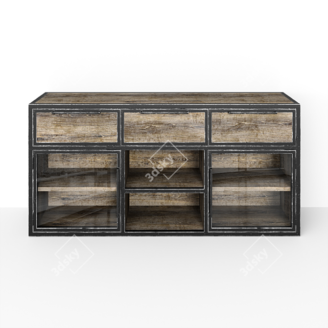 Elegant TV Stand with Metal Grating 3D model image 5