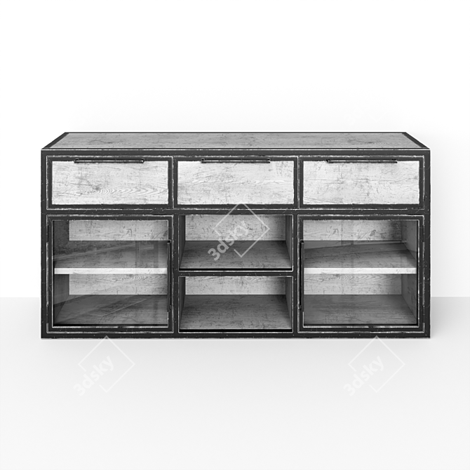 Elegant TV Stand with Metal Grating 3D model image 6