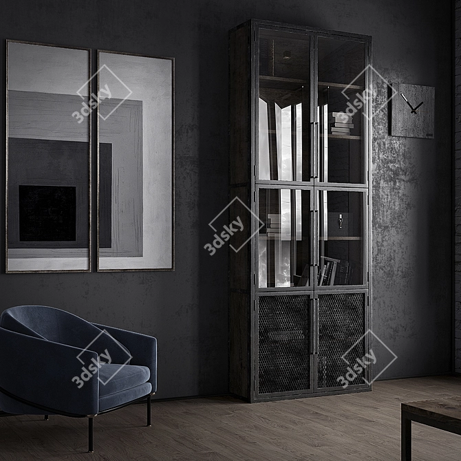 Industrial Chic Bookshelf 3D model image 2