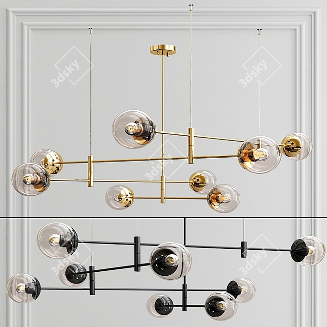 Elegant 8-Light Pendant Chandelier 3D model image 1