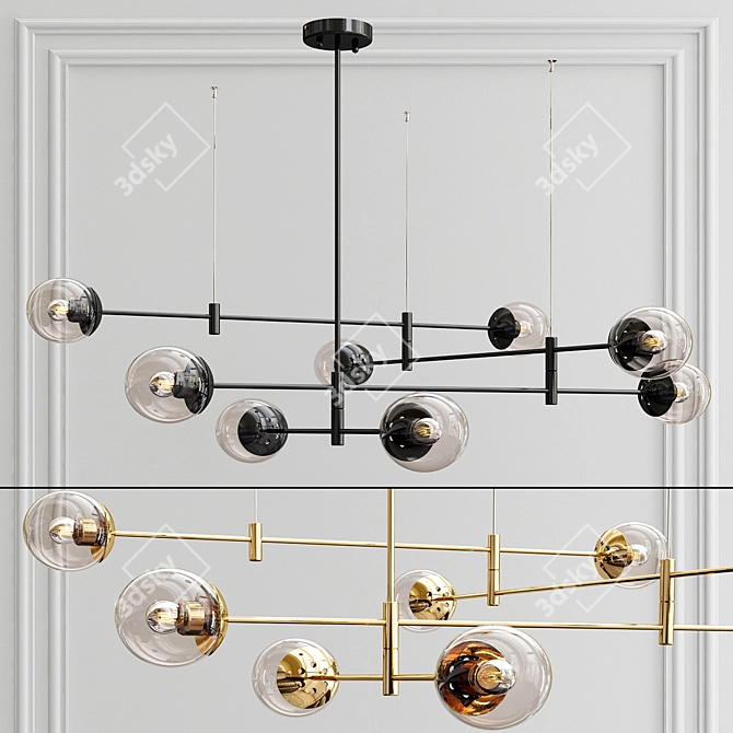 Elegant 8-Light Pendant Chandelier 3D model image 2