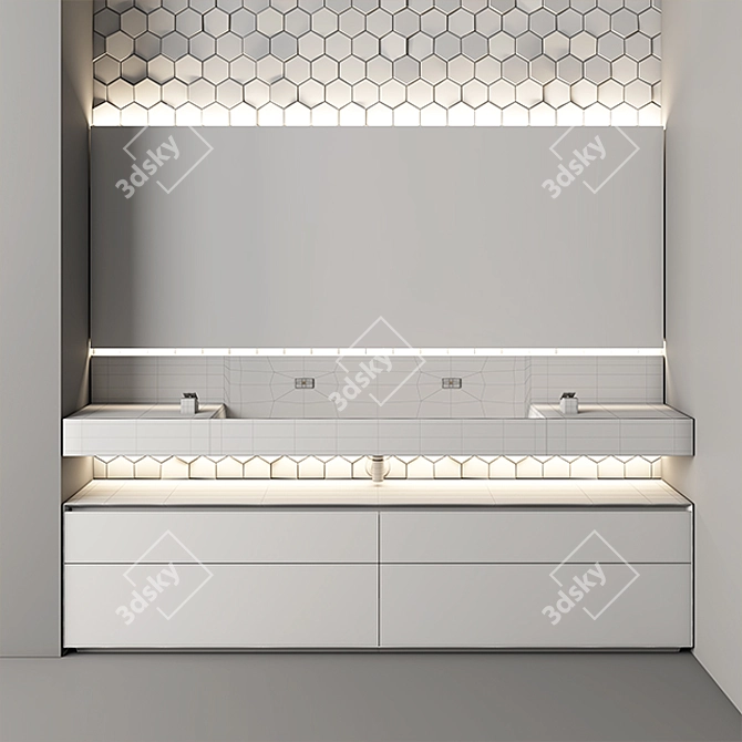 Elegant Clay Base Bathroom Vanity 3D model image 2