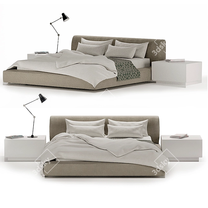 Softland Italian Designer Bed 3D model image 1