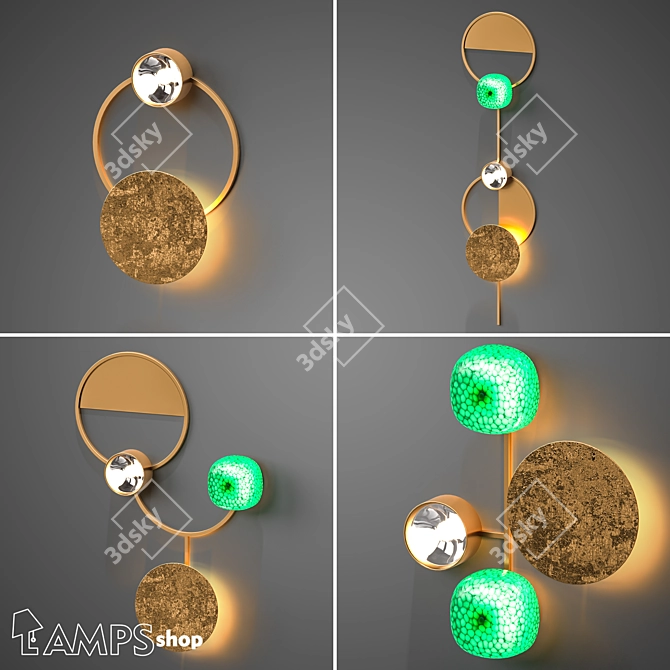 Sun On the Ring B: Elegant Sconce Lamps 3D model image 1