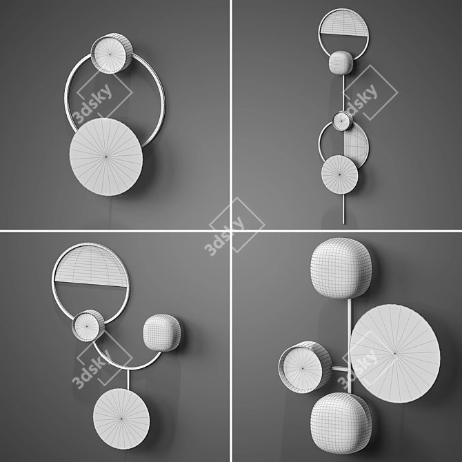 Sun On the Ring B: Elegant Sconce Lamps 3D model image 2