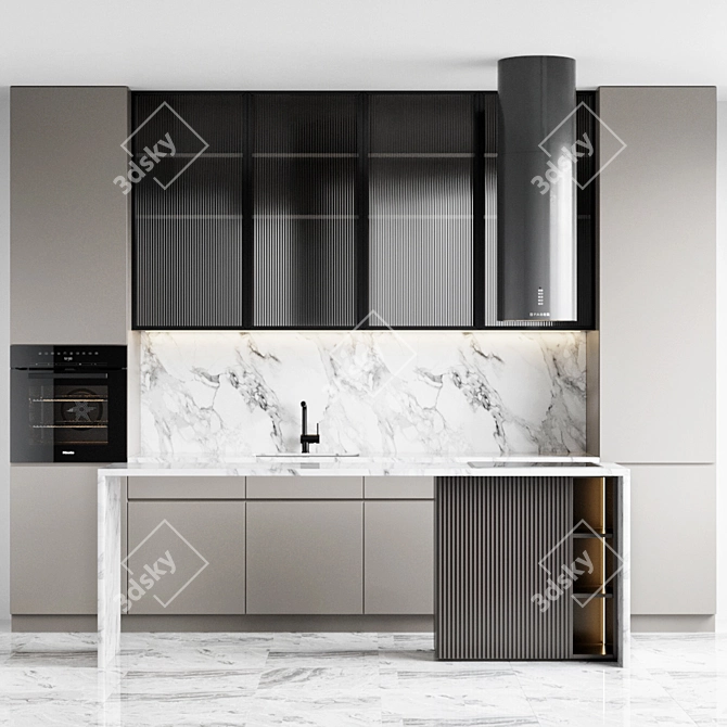 Stylish Kitchen Upgrade: Blanco Mixer & Miele Oven 3D model image 1