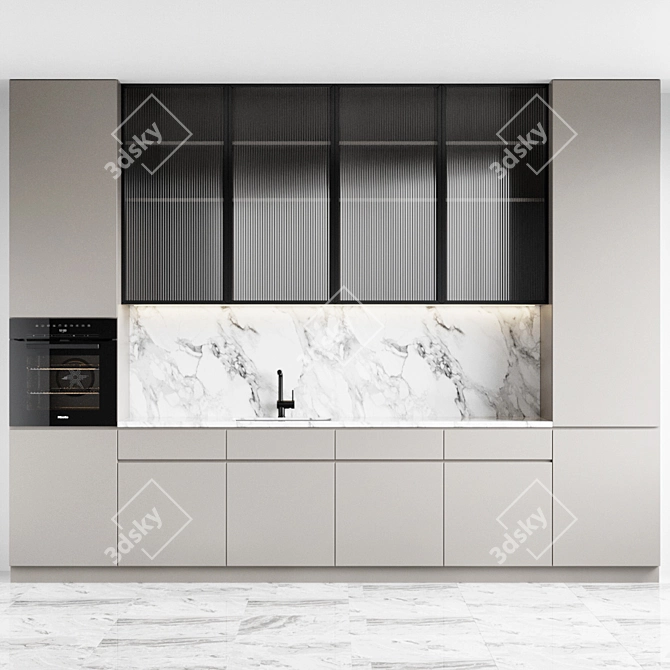 Stylish Kitchen Upgrade: Blanco Mixer & Miele Oven 3D model image 2
