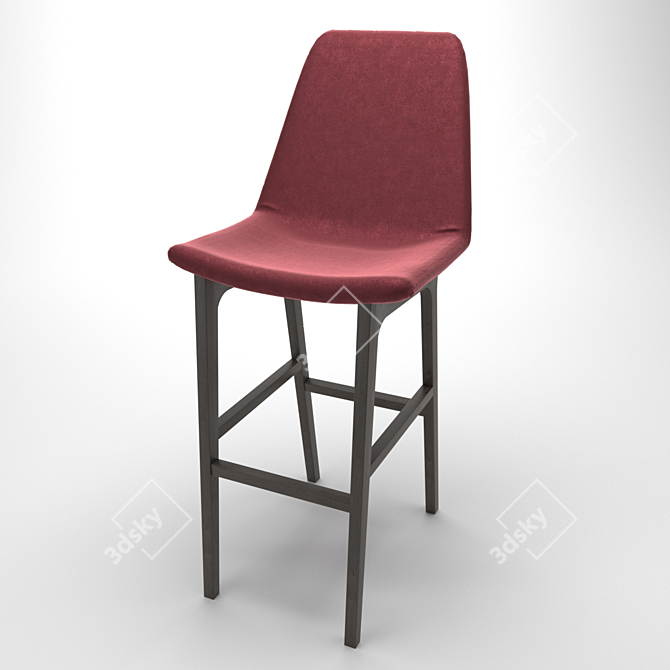 Rustic Wooden Bar Chair 3D model image 1