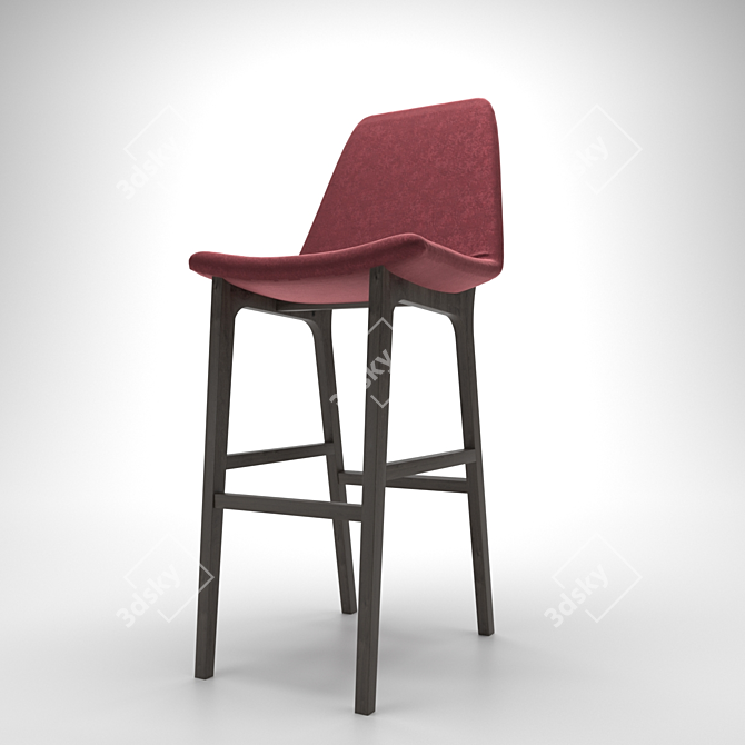 Rustic Wooden Bar Chair 3D model image 2