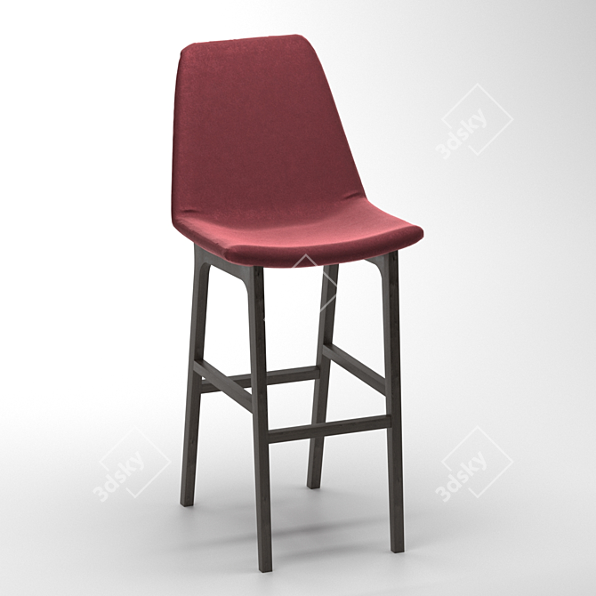 Rustic Wooden Bar Chair 3D model image 3
