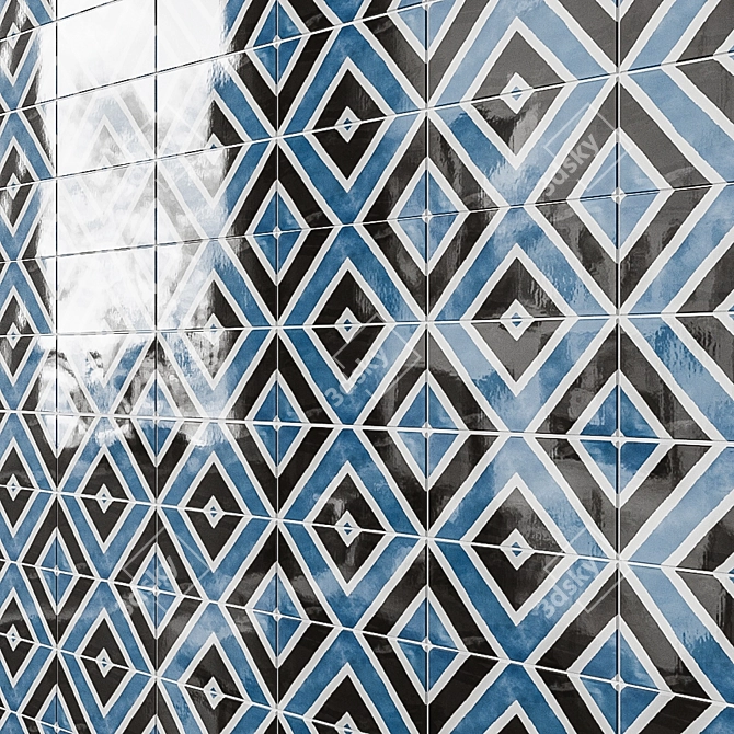 Aquamarine Bliss Ceramic Wall Tile. 3D model image 2