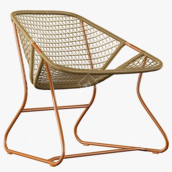 Fermob Sixties Rattan Chair 3D model image 2