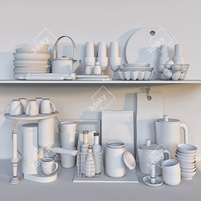 Minimalist Kitchen Accessory Set 3D model image 4