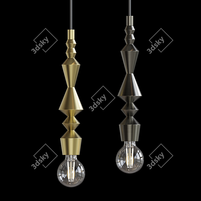 Vintage Metal Pendant Lamp 3D model image 1