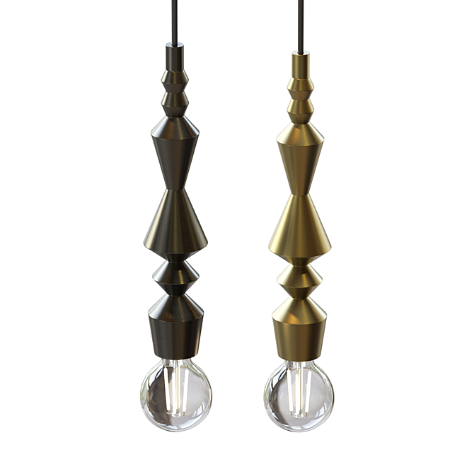 Vintage Metal Pendant Lamp 3D model image 2